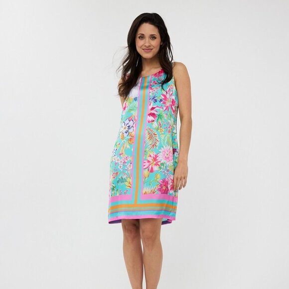 ESQUALO Disco Flower A-line Sleeveless Floral Print Knee Length Dress - Picture 10 of 10